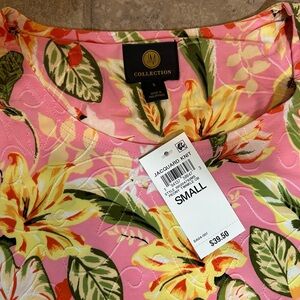 JM Collection Pink Floral Blouse Brand New